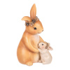Zajíc s mládětem - polyresin, barva hnědá - AL1625