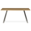 Stůl jídelní 160x90cm, MDF+ dýha, odstín dub, kovové nohy, broušený nerez. - HT-W1515 OAK