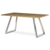 Stůl jídelní 160x90cm, MDF+ dýha, odstín dub, kovové nohy, broušený nerez. - HT-W1515 OAK