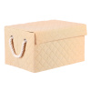 Koš látkový - krabice s uchy a víkem, nízký, béžový - DT3003 BEI