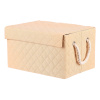 Koš látkový - krabice s uchy a víkem, nízký, béžový - DT3003 BEI