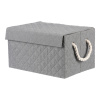 Koš látkový - krabice s uchy a víkem, nízký, šedý - DT3003 GREY