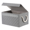 Koš látkový - krabice s uchy a víkem, nízký, šedý - DT3003 GREY