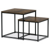 Set 2 ks odkládacích stolků, MDF, dekor divoký dub, kov, černý lak - AF-076 OLW