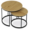 Set 2 ks stolků, MDF deska, dekor divoký dub, kovová podnož, černý lak - CT-G1145 OAK