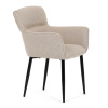 Židle jídelní, snadno čistitelná krémová látka, černý matný lak, kovové nohy - DCH-J2159 CRM2