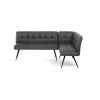 Lavice rohová, šedá látka v dekoru broušené kůže, černý kov - DCL-D1950 GREY3