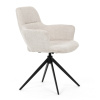 Židle jídelní, krémová látka, 360° vratný mechanismus, černý kov - DCH-D1320 CRM2