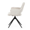 Židle jídelní, krémová látka, 360° vratný mechanismus, černý kov - DCH-D1320 CRM2