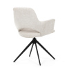 Židle jídelní, krémová látka, 360° vratný mechanismus, černý kov - DCH-D1320 CRM2