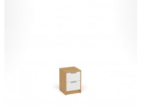 Noční stolek se dvěma zásuvkami - buk, bílá