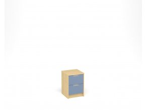 Noční stolek se dvěma zásuvkami - javor, modrá