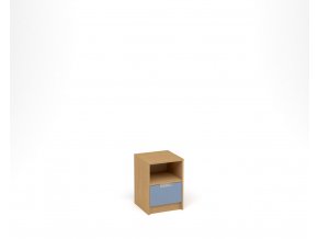 Noční stolek, 1 zásuvka s nikou - buk, modrá