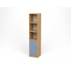 Policová skříň úzká, plná dvířka s nikou (levá) - buk, modrá