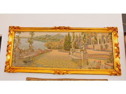 Gobelín ve zlaceném rámu