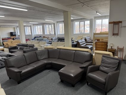 Sedací souprava tvaru U + křeslo - kůže