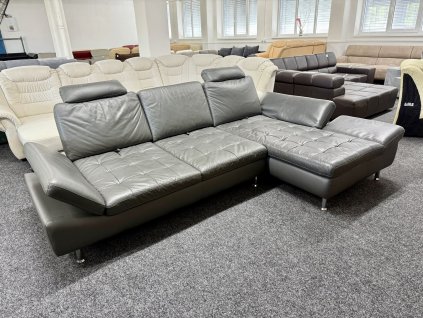 Rohová sedací souprava - kůže – zánovní
