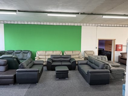 Sedací souprava 3 + 2 + 2 + taburet - kůže - NEPOUŽITÁ