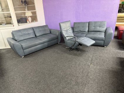 Sedací souprava 3 + 2 + TV křeslo - kůže - NEPOUŽITÁ