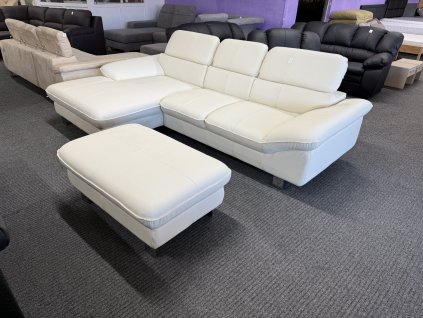 Sedací souprava rohová + taburet - kůže - NEPOUŽITÁ