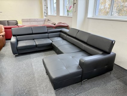 Sedací souprava tvaru U - rozkládací - kůže - NEPOUŽITÁ