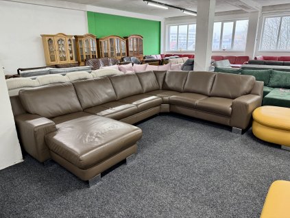 Sedací souprava tvaru U - rozkládací - kůže - zánovní