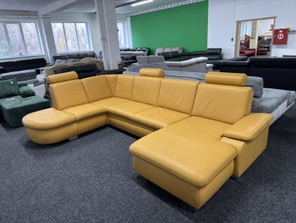 Sedací souprava tvaru U - rozkládací - kůže - zánovní