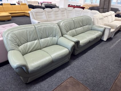 Sedací souprava 3+2, kožená, zánovní