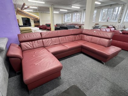 Sedací souprava tvaru U - rozkládací - kůže - zánovní