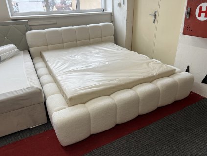 Čalouněná manželská postel s matrací - NEPOUŽITÁ