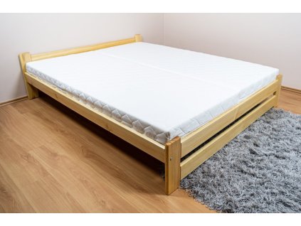 Manželská zvýšená postel z masivu borovice – včetně roštu