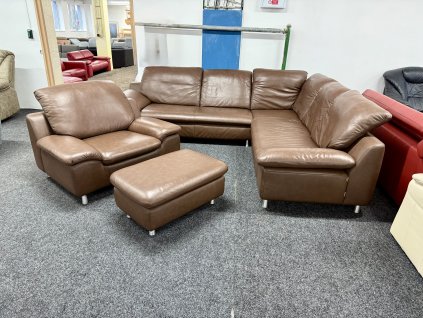 Sedací souprava rohová + křeslo + taburet - Zánovní