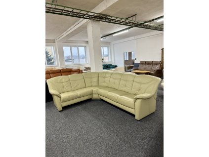 Sedací souprava tvaru U s taburetem - kožená – zánovní