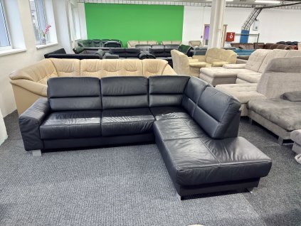 Rohová sedací souprava , kožená – zánovní