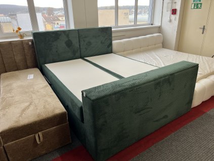 Čalouněná manželská postel s TV držákem - NEPOUŽITÁ