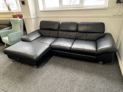 Sedací souprava rohová rozkládací - kožená - zánovní