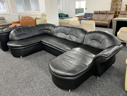 Sedací souprava tvaru U - rozkládací - kožená – zánovní