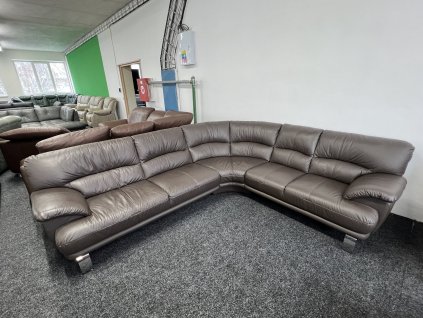 Rohová sedací souprava - kožená – zánovní