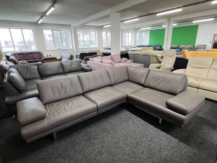 Rohová sedací souprava - polohovací - kožená – zánovní - E.Schillig
