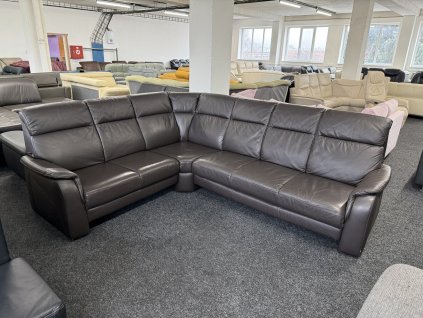 Rohová sedací souprava - kožená – zánovní