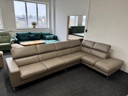 Rohová sedací souprava - kožená – zánovní