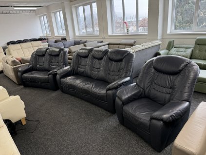 Rohová sedací souprava 3 + 2 + 1 - kožená – zánovní