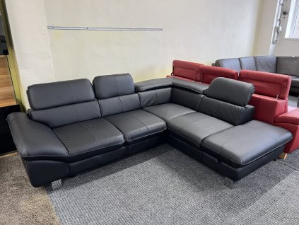 Sedací souprava rohová - rozkládací - kůže - NEPOUŽITÁ