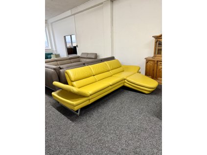 Rohová sedací souprava, celokožená, polohovací záda a područky