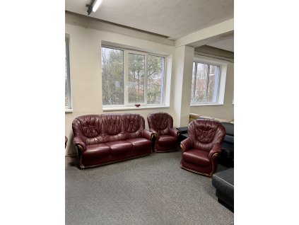 Sedací souprava 3+1+1, kožená, zánovní