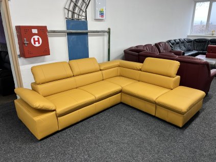 Sedací souprava rohová - rozkládací - kůže - NEPOUŽITÉ