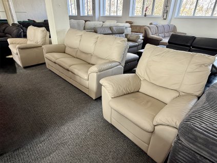 Sedací souprava 3 + 2 + 1 - kožená - zánovní