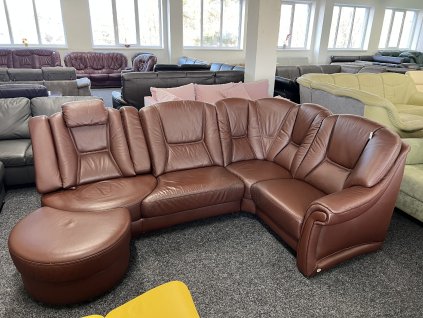 Rohová sedací souprava - kožená – zánovní