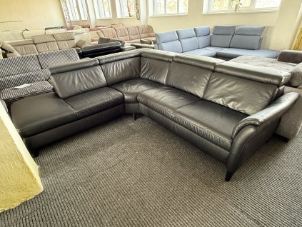 Rohová sedací souprava - kožená – zánovní