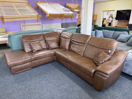 Rohová sedací souprava - kožená – zánovní